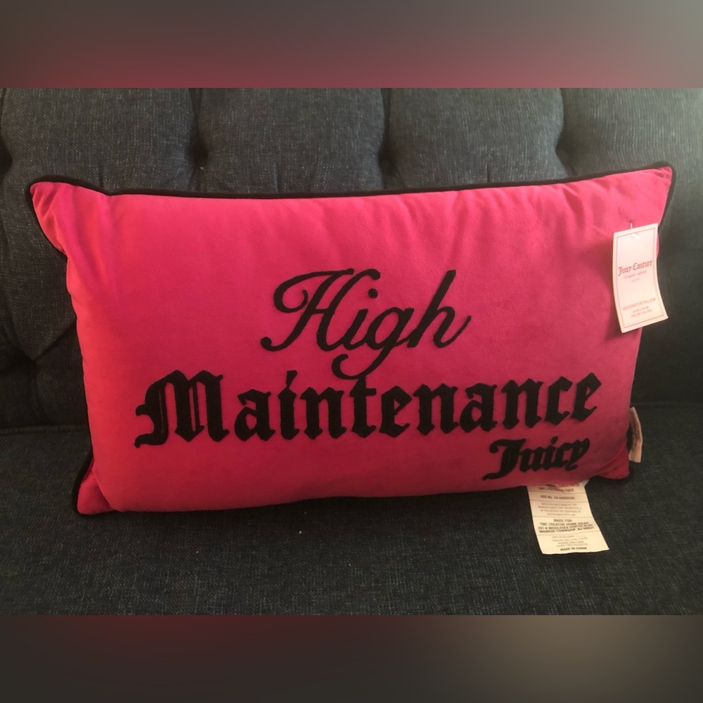 ‼️ Juicy  Couture Hot Pink 'High Maintenance / Expensive Taste accent pillow